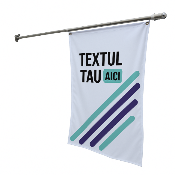 Steag personalizat cu logo + catarg 1.8 m și suport perete