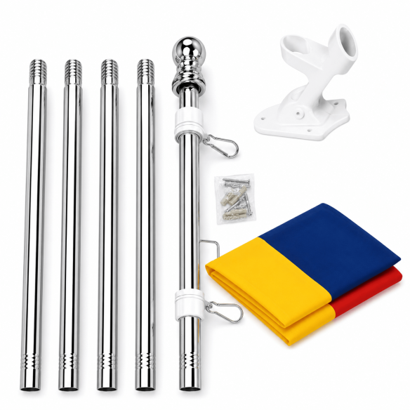 Set drapel România pentru exterior | Fabricat in Romania | Steag.ro