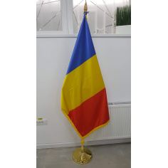 Kit drapel România pentru interior cu suport premium