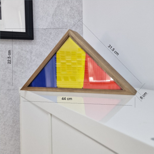 Caseta, cutie lemn lacuit pt drapel romania satinat 80x120 cm , marime cutie